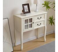 SEIFE Mesa de Entrada de Madera Maciza con cajones y Estante Abierto, Mesa de Entrada para Sala de Estar, Mesa Auxiliar Estrecha, Consola Moderna para sofá(White,80cm/31.4in)