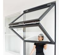 SEIFE Ventana de concesión con Marco de Aluminio, Ventana de Guillotina Doble, Ventana Enrollable, Ventanas corredizas Plegables, Ventanas para Casas móviles(Black-H*W,30x30in/76x76cm)