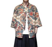 Seiizaa Camiseta Seda Helada Cuello Mao Traje Tang Kungfu Holgada para hombre-Color3-S
