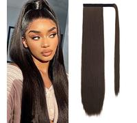SEIKEA - Extensión de cola de caballo para mujer, 71 cm, color marrón chocolate negro