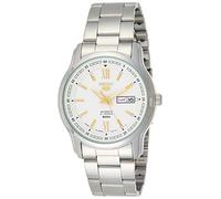 Seiko 5 automático esfera blanca plata acero inoxidable hombres reloj SNKP15K1, pulsera, moda