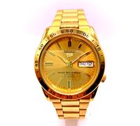 Seiko 5 automático esfera dorada oro PVD acero inoxidable reloj para...