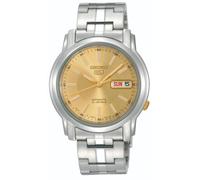 Seiko 5 automático esfera dorada plata acero inoxidable reloj para hombre SNK...