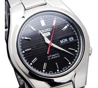 Seiko 5 clásico automático esfera negra acero plateado 37 mm reloj para hombr...
