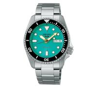 Seiko 5 deportivas skx ‘midi’ 38mm verde azulado | pulsera de acero inoxidable SRPK33K1