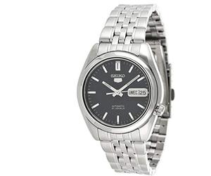 Seiko 5 SNK357K1 - Reloj automático para Hombre, Esfera Negra, Correa de Acero Inoxidable, clásico, Stainless_Steel, Clásico