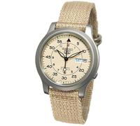 SEIKO 5 SNK803K2 Beige Reloj Automático Militar Nylon Banda Reloj Pulsera Día...