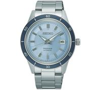Seiko Presage Style 60's, Edición Limitada, Reloj automático para hombre, esfera blanca, bisel azul, caja redonda de acero, SRPL19J1
