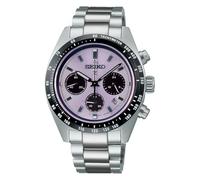 Seiko Prospex SSC955P1, cronógrafo deportivo, esfera violeta, caja redonda de acero, tacómetro