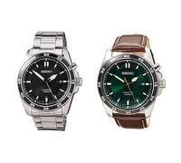 Seiko Reloj Analógico para Hombre de Kinetico con Correa en Cuero SKA791P1 & Reloj Analógico para Hombre de Kinetico con Correa en Acero Inoxidable SKA785P1