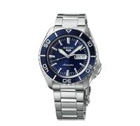 Seiko Reloj analógico para hombre con esfera negra, plateado, Pulsera