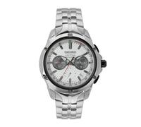Seiko Reloj cronógrafo Coutura Ssb433P9 de acero inoxidable para hombre, color plateado, blanco, Moderno