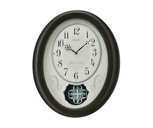 Seiko Reloj de melodía, 31 cm, oro champán, analógico, 18 melodías, cristales Swarovski, funciona con pilas