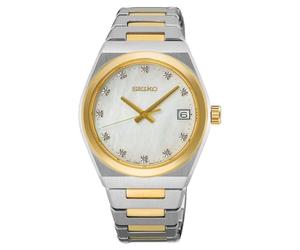 Seiko Reloj de Pulsera clásico para Mujer en Color Bicolor con Correa de Acero Inoxidable, Resistencia al Agua: 10 Bar, diámetro de la Caja: 34 mm, SUR604P1