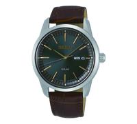 Seiko Reloj de vestir SNE529P1 – energía solar, analógico, correa de cuero para caballeros