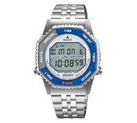Seiko SMGG21P1 - Reloj Digital para Hombre con Esfera Azul y Plateada y Correa Plateada