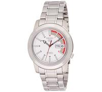 Seiko SNKK25 5 - Reloj Automático de Acero Inoxidable para Hombre, Esfera Blanca con Esqueleto, Resistente al Agua hasta 30 m