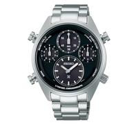Seiko Speedtimer - Reloj cronógrafo Solar para Hombre, Plateado/Negro., Pulsera