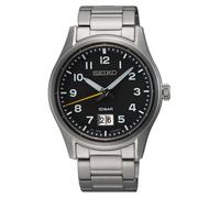 Seiko Reloj para Hombre SUR569P1 – Cuarzo Analógico, Gran fecha, Correa acero inox. Plateado/Negro