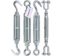 Seilwerk STANKE 20x M10 Tensor Gancho-anilla de acero galvanizado 125 mm, Tensor para cuerdas de acero