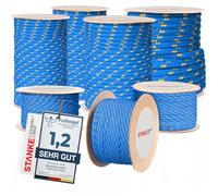 Seilwerk STANKE Cuerda de Polipropileno Azul con Marcador Amarillo 16 mm 25m - Cuerda para Tender Ropa Exterior, Sujetar una Tienda de campaña- SOGA para jardín Exterior, Pesca