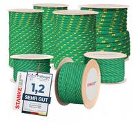 Seilwerk STANKE Cuerda de Polipropileno Verde con Marcador Amarillo 12mm 10m - Cuerda para Tender Ropa Exterior, Sujetar una Tienda de campaña- SOGA para jardín Exterior, Pesca