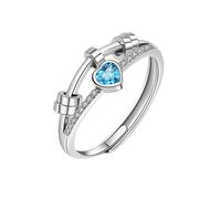 SeiMios Anillo de ansiedad ajustable para mujer, con piedra natal de corazón, anillo giratorio con cuentas para aliviar el estrés, Latón, Circonita cúbica
