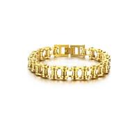 SeiMios Pulsera de acero inoxidable para hombre, pulsera de cadena de motocicleta pulida de 20,3 cm, 8 inch/20 cm, Acero inoxidable, No es una piedra preciosa