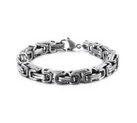SeiMios Pulsera de eslabones de cadena para hombre, pulsera bizantina de acero inoxidable pulido de 6 mm, 8.66 inch/22 cm, Acero inoxidable, No es una piedra preciosa