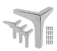 Seimneire 4 patas de muebles de 7 pulgadas, patas de sofá de estilo moderno, patas triangulares de cromo pulido, patas de muebles de metal para mesa, armario, sofá, silla