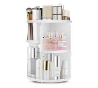 seinlife - Organizador de maquillaje, gira 360 grados, ajustable, caja de exhibición plegable y de almacenamiento de cosméticos, estante de maquillaje de gran capacidad, ideal para tocador de encimera