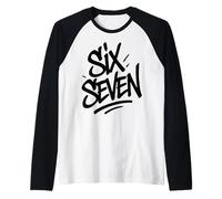 Seis Siete 6 7 Meme Divertido Internet Viral Chiste Humor Tendencia Diversión Camiseta Manga Raglan