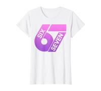 Seis Siete 67 Colorido 6 7 Gen Alpha Slang Divertido 6-7 Meme Camiseta gráfica económica, Mujer, Blanco, L