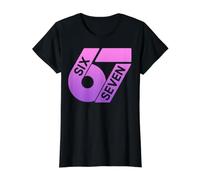 Seis Siete 67 Colorido 6 7 Gen Alpha Slang Divertido 6-7 Meme Camiseta gráfica económica, Mujer, Negro, L