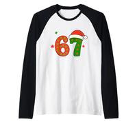 Seis Siete dígitos de Tendencia con Sombrero de Papá Noel - Tendencia 6 7 Camiseta Manga Raglan