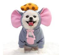 SEIS Sudadera con capucha de ratón de orejas grandes para invierno, lindo disfraz cálido para mascotas, ropa de gato de Halloween para perros pequeños y medianos, cachorro, bulldog francés, chihuahua