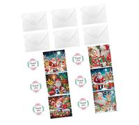 Seis tarjetas de felicitación de Navidad con detalles acrílicos adhesivos | Seis tarjetas de felicitación para escribir, detalles acrílicos facetados adhesivos, mensajes de Navidad para compartir