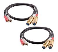 Seismic Audio SA-DRCXLF3-2Pack - Par de cables de conexión XLR hembra doble de 3 pies a RCA macho dual, XLRF a 2 cables de conexión RCA