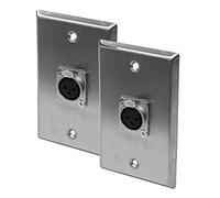 Seismic Audio SA-PLATE12-2Pack - Par de placas de pared de acero inoxidable - Un conector hembra XLR