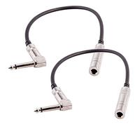 Seismic Audio - sa-qfsmr1 - 2 Unidades - 2 Unidades de 1 pie Mono 1/4 Inch Hembra a ángulo Recto Macho Cables de extensión de Audio Cable de interconexión de - Mono
