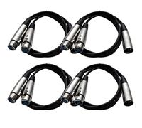 Seismic Audio sa-y4.3 4 unidades, 3-Feet divisor Cables Patch 1 XLR macho a 2 XLR hembra