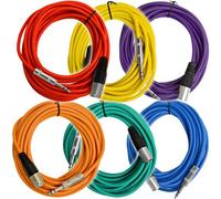 Seismic Audio - satrxl-m25bgoryp - 6 unidades de varios colores 25 ft XLR Macho a 1/4 "TRS Cable Patch Cables de serpiente equilibrada
