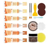 SEISSO 16 Pcs Peach Color Wood Furniture Repair Set, Set de Reparación de Muebles con Masilla de Madera Blanca, Aceite de Cera Para Madera, Kit de Reparación de Arañazos en el Suelo para Restaurar