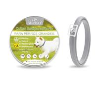SEISSO Collar Anitpulgas para Perros, Collar contra Pulgas y Garrapatas con 6-8 Meses de Protección, Collar Antiparasitario de 63.5 cm Ajustable para Perros Grandes Medianos y Pequeños, Gris