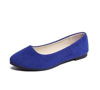 seiveini Bailarinas con Puntera en Pico Mujer Bailarina de Mujer Cómodo Slip On Bailarinas Planas para Mujer Zapatos Planos Clásicos para Suede Mujeres Ballerina Retro Color Sólido A Azul Oscuro 36 EU