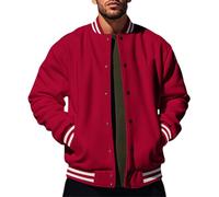 seiveini Chaqueta de Béisbol Hombre Universitaria Deportiva Abrigos College Jacket Clásico Otoño Invierno Streetwear B Rojo L