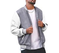 seiveini Chaqueta de Béisbol Hombre Universitaria Deportiva Abrigos College Jacket Clásico Otoño Invierno Streetwear A Gris XL