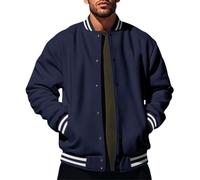 seiveini Chaqueta de Béisbol Hombre Universitaria Deportiva Abrigos College Jacket Clásico Otoño Invierno Streetwear B Armada S