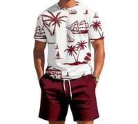 seiveini Conjunto de Chandal Hombre Verano Completa 2 Piezas A Vino Tinto M