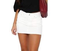 seiveini Falda de Vaquera para Mujer Retro de Cintura Alta Mini Faldas de Mezclilla con Botones Vintage E-Girl Streetwear A Blanco S